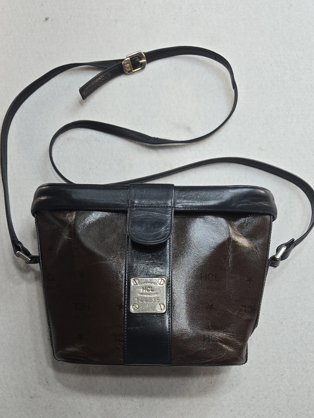 German Hand Crafted Leathergoods Vintage Men's Brown Leather Messenger Bag